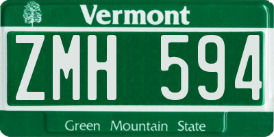 VT license plate ZMH594