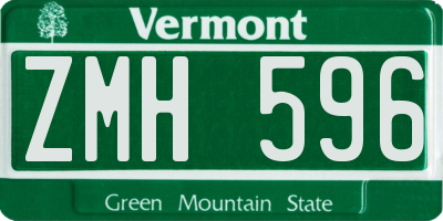 VT license plate ZMH596