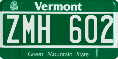 VT license plate ZMH602