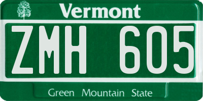 VT license plate ZMH605