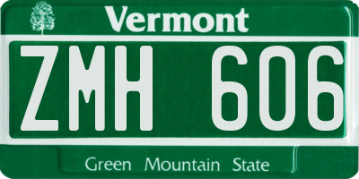 VT license plate ZMH606
