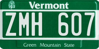 VT license plate ZMH607
