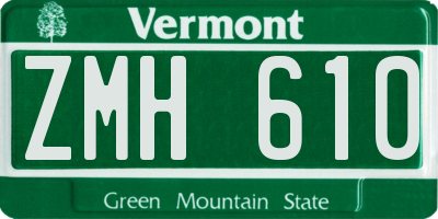 VT license plate ZMH610