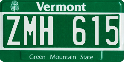 VT license plate ZMH615