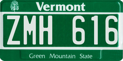 VT license plate ZMH616