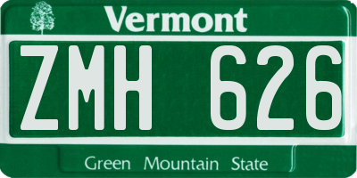 VT license plate ZMH626