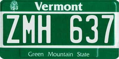 VT license plate ZMH637
