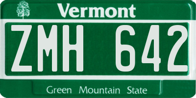 VT license plate ZMH642