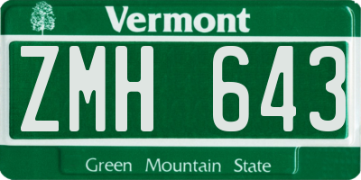 VT license plate ZMH643
