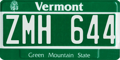 VT license plate ZMH644