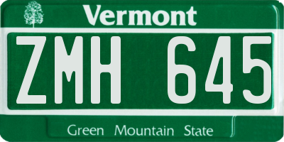 VT license plate ZMH645