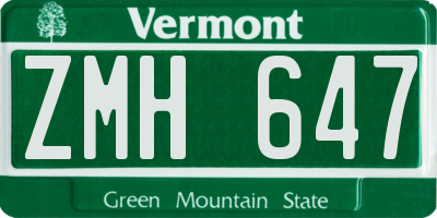 VT license plate ZMH647