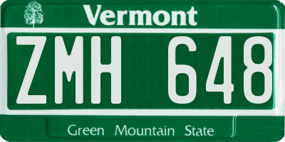 VT license plate ZMH648