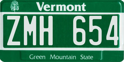 VT license plate ZMH654