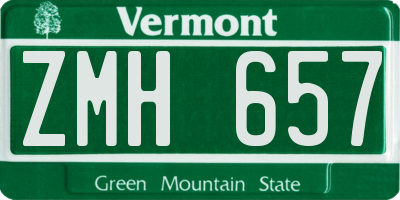 VT license plate ZMH657