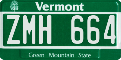 VT license plate ZMH664