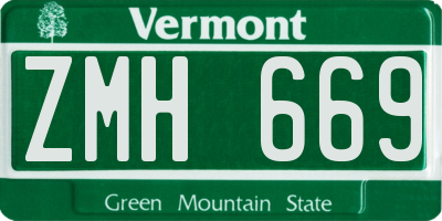 VT license plate ZMH669