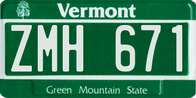 VT license plate ZMH671