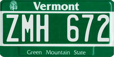 VT license plate ZMH672