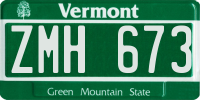 VT license plate ZMH673
