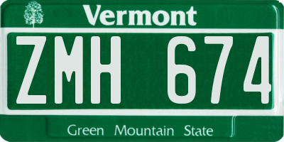 VT license plate ZMH674