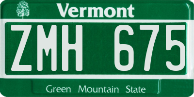 VT license plate ZMH675