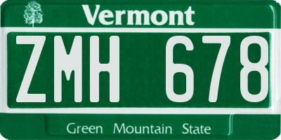 VT license plate ZMH678