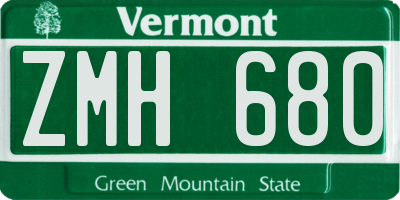 VT license plate ZMH680