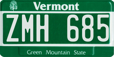 VT license plate ZMH685