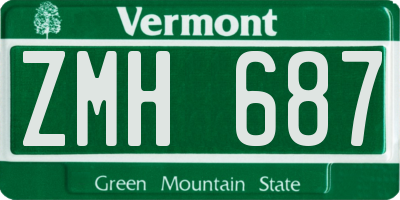 VT license plate ZMH687