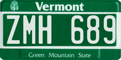 VT license plate ZMH689