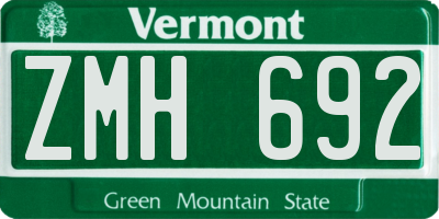 VT license plate ZMH692