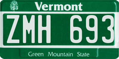 VT license plate ZMH693