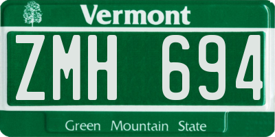 VT license plate ZMH694