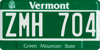VT license plate ZMH704
