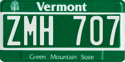 VT license plate ZMH707