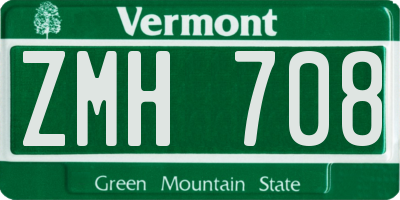 VT license plate ZMH708