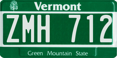 VT license plate ZMH712
