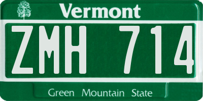 VT license plate ZMH714