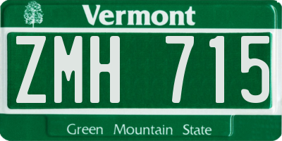 VT license plate ZMH715