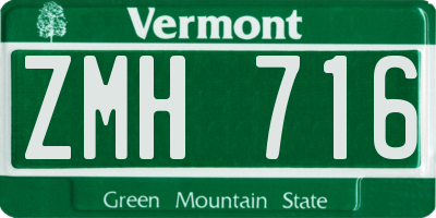 VT license plate ZMH716