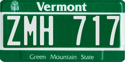 VT license plate ZMH717