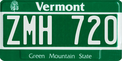 VT license plate ZMH720