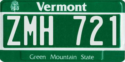 VT license plate ZMH721