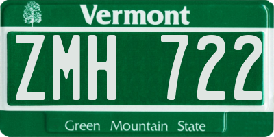 VT license plate ZMH722