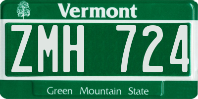 VT license plate ZMH724
