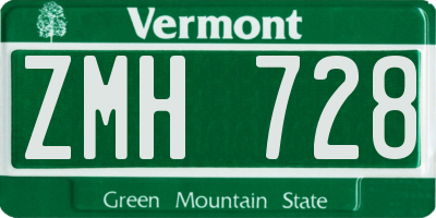 VT license plate ZMH728
