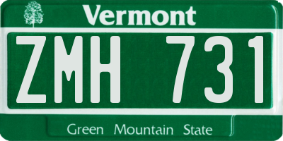 VT license plate ZMH731