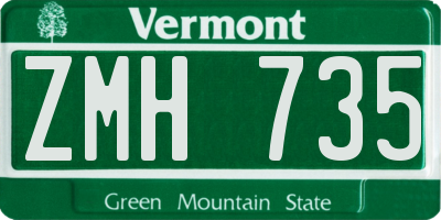 VT license plate ZMH735