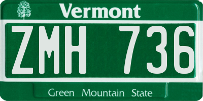 VT license plate ZMH736